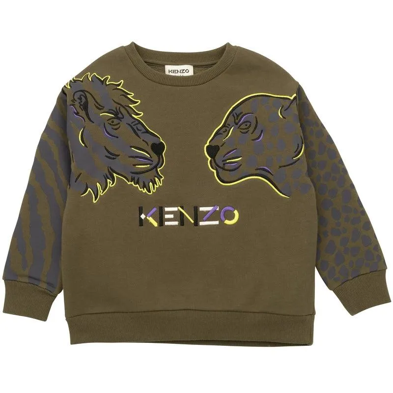 Jungen Khaki Doppeltiger Sweatshirt