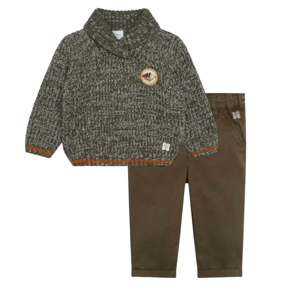 Jungen Khaki Wollpullover & Hose