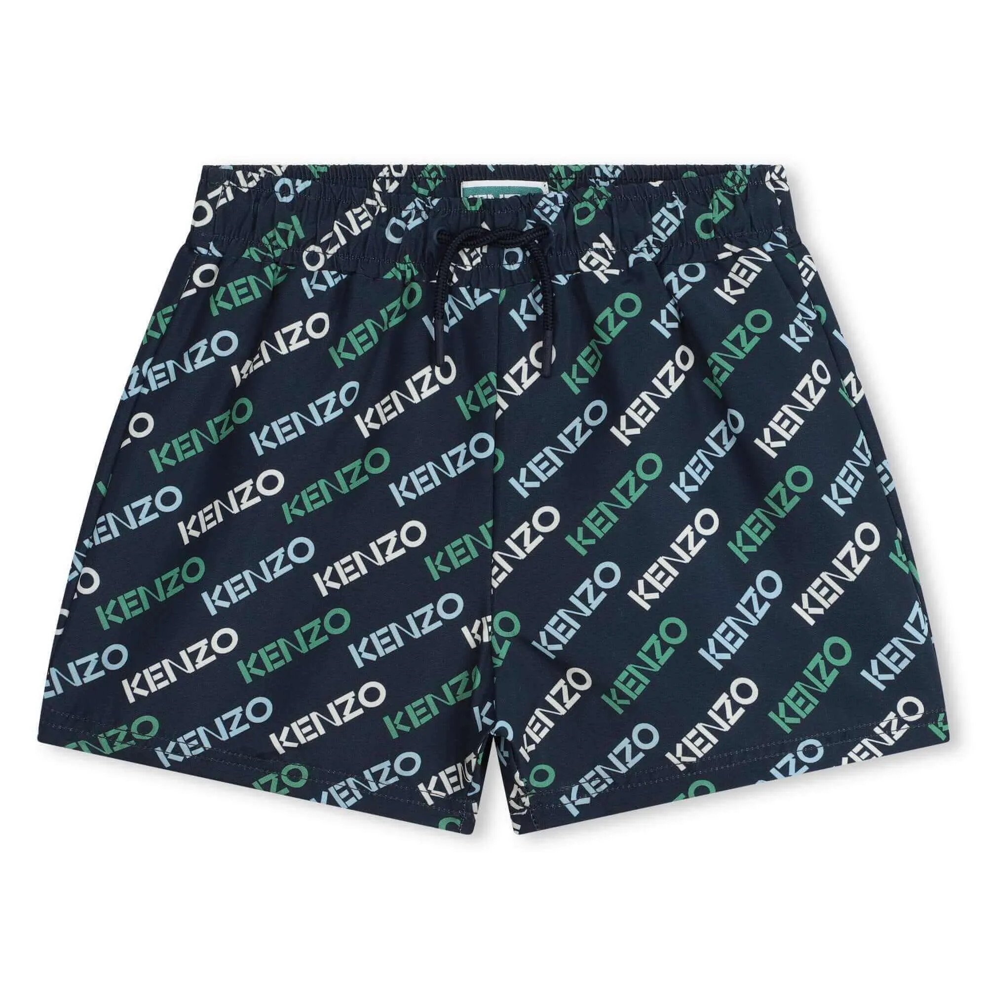 Jungen Navy All Over Logo Schwimmhose