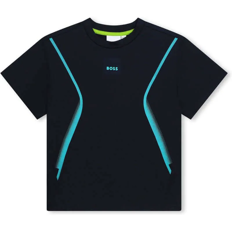 Jungen Navy & Aquablau Kurzarm T-Shirt