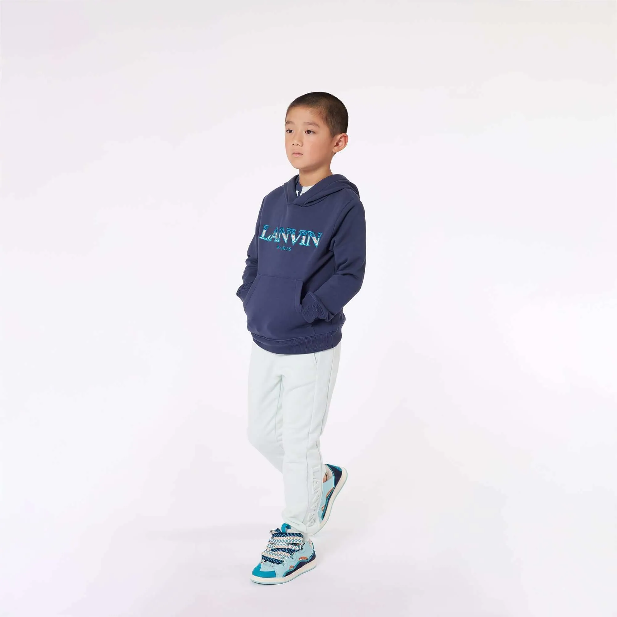 Jungen Navy Curb Logo Hoodie