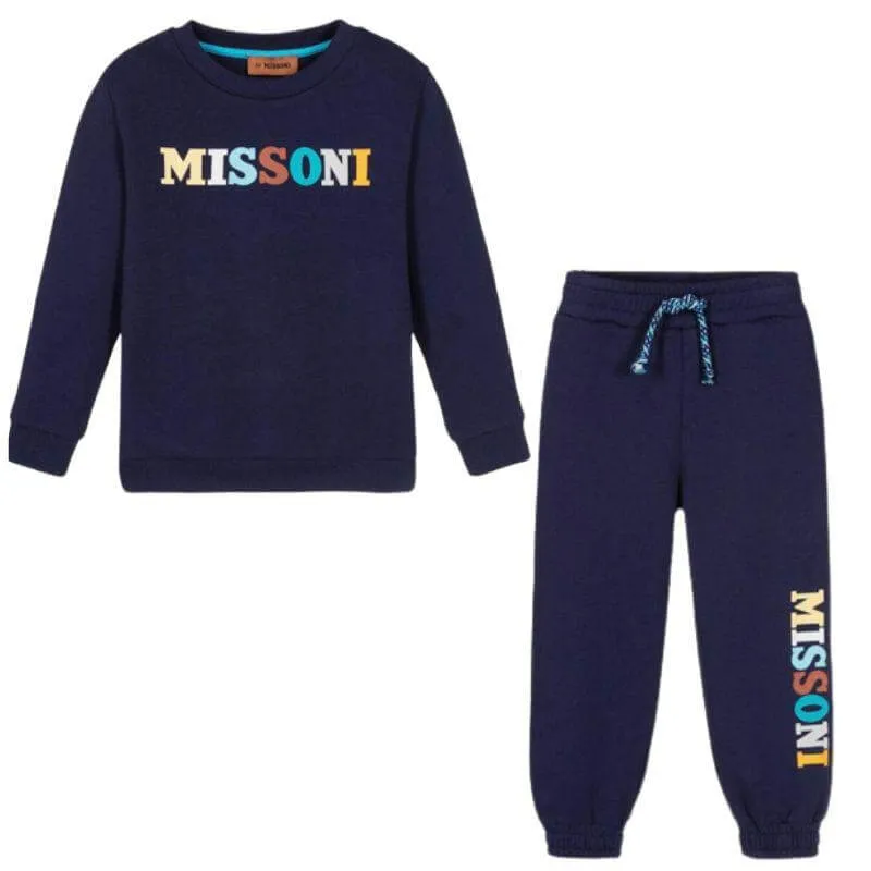 Jungen Navy Logo Sweatshirt Set