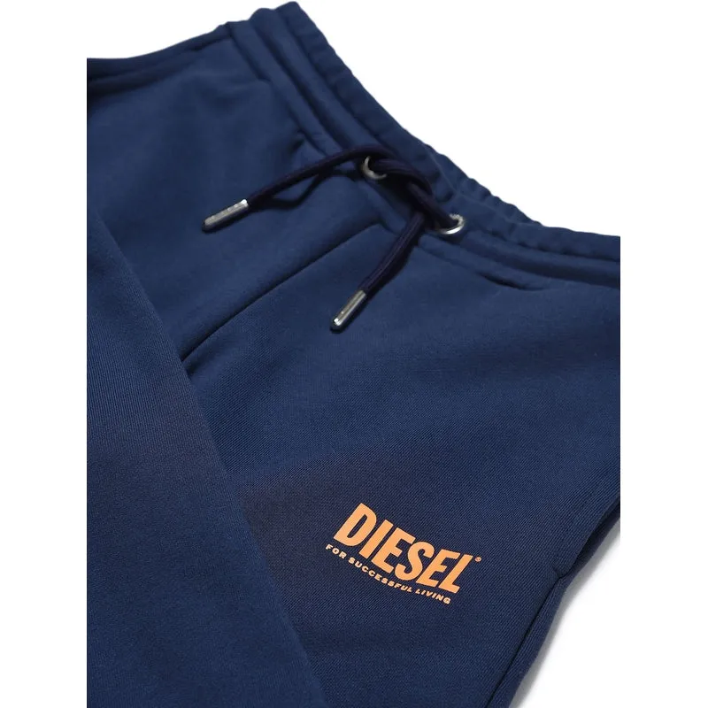 Jogginghose für Jungen in Marineblau mit orangefarbenem Logo