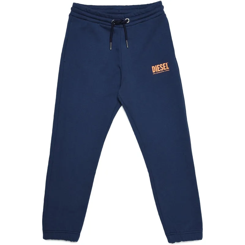 Jogginghose für Jungen in Marineblau mit orangefarbenem Logo