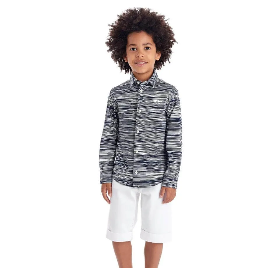 Jungen Navy Streifen Polo Shirt