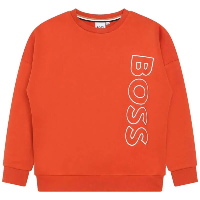 Jungen Sweatshirt mit orangefarbenem Seitenlogo