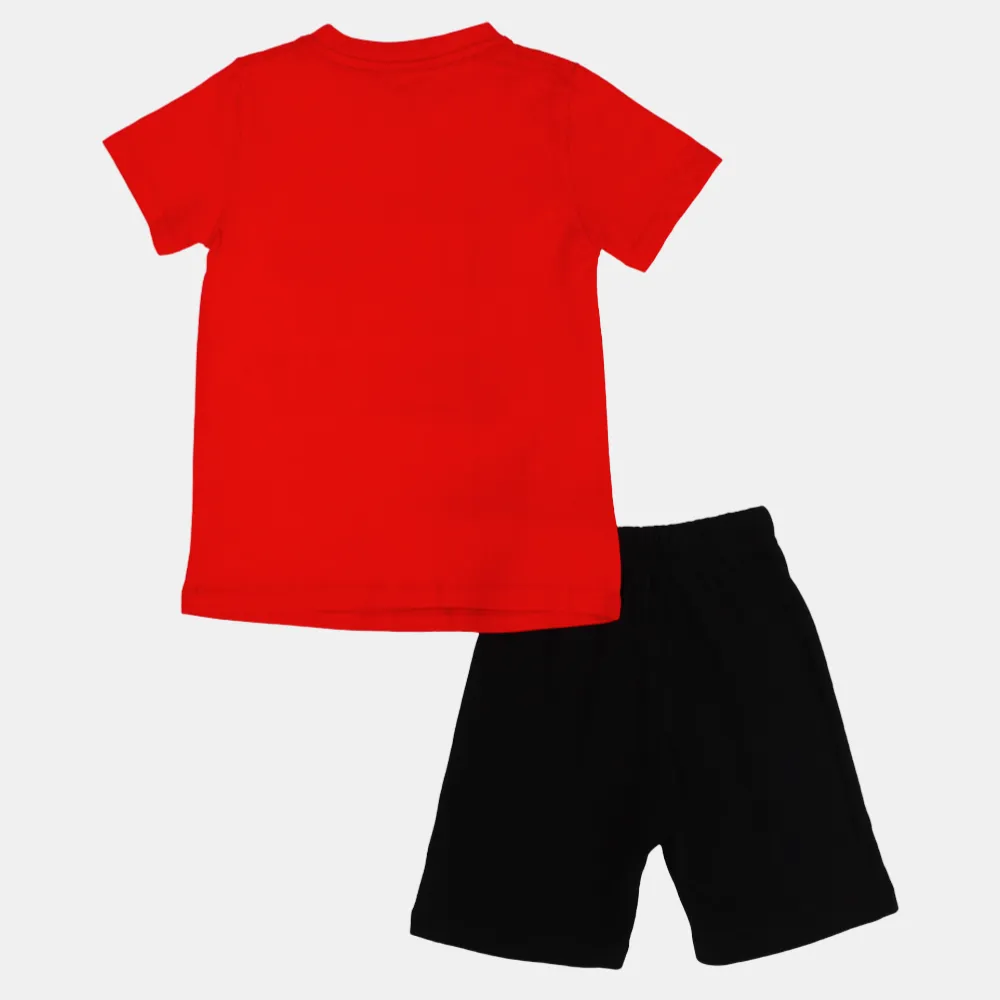 Jungen Schlafanzug-Set – Rot mit lustigem Druck