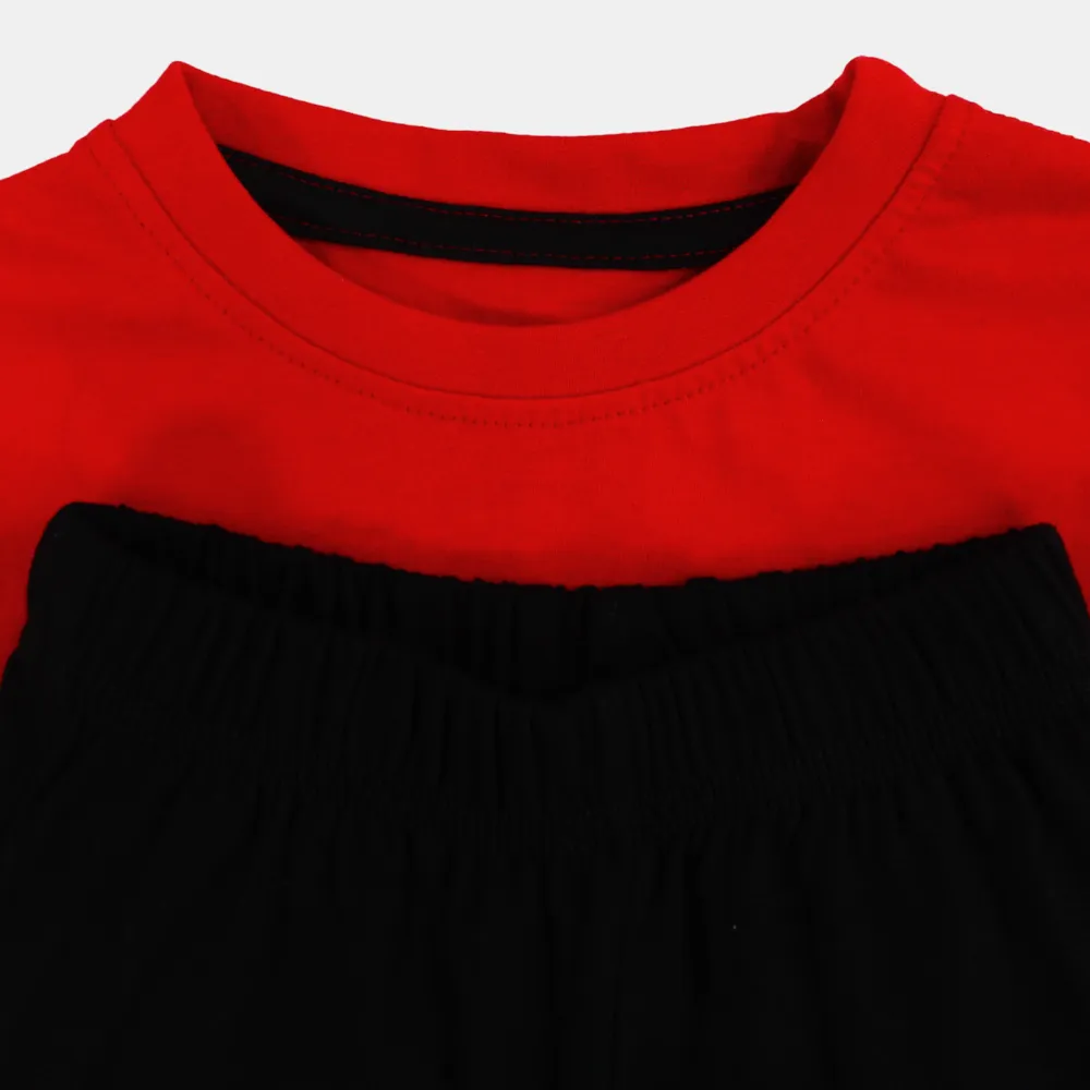 Jungen Schlafanzug-Set – Rot mit lustigem Druck