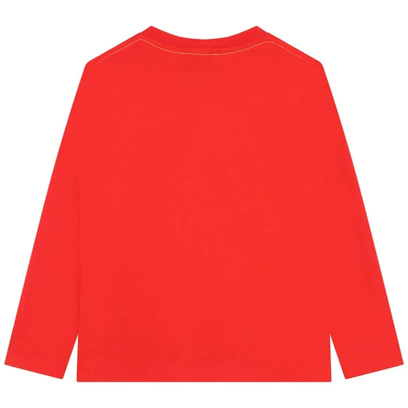 Jungen Rotes Baumwoll-Logo T-Shirt