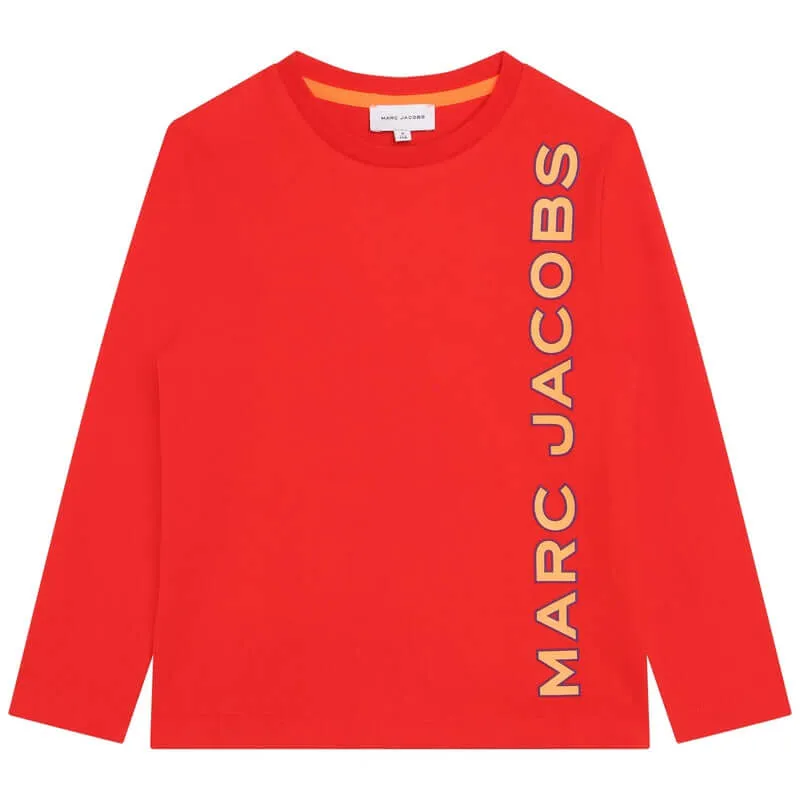 Jungen Rotes Baumwoll-Logo T-Shirt