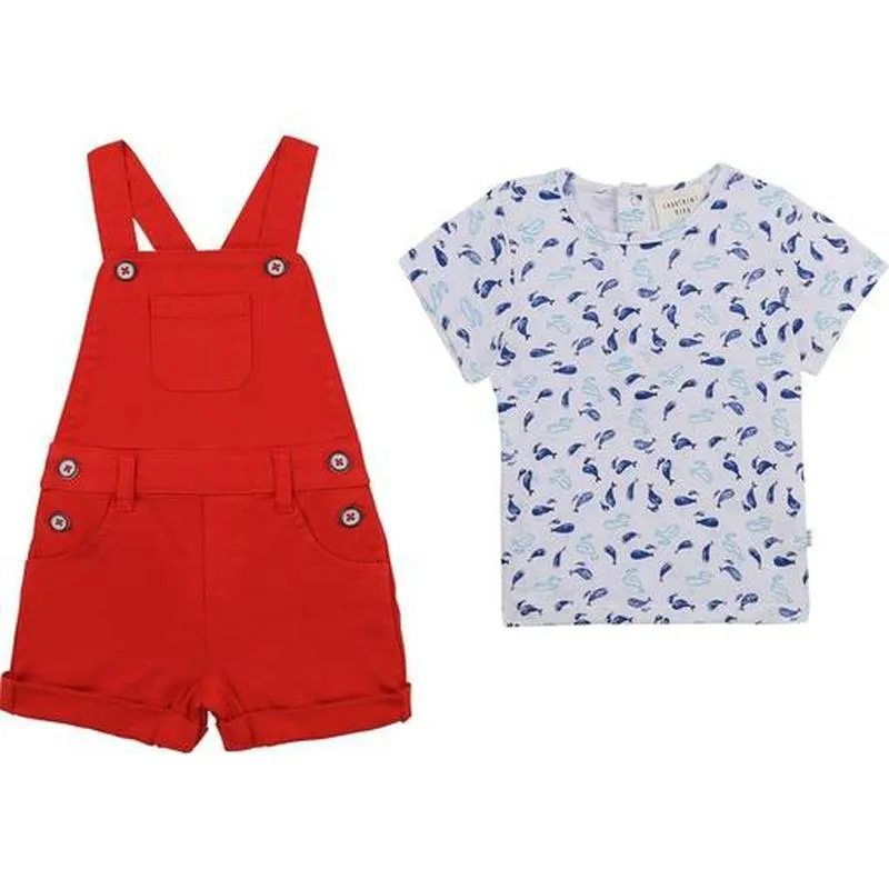 Jungen Rote Latzhose & T-Shirt Set