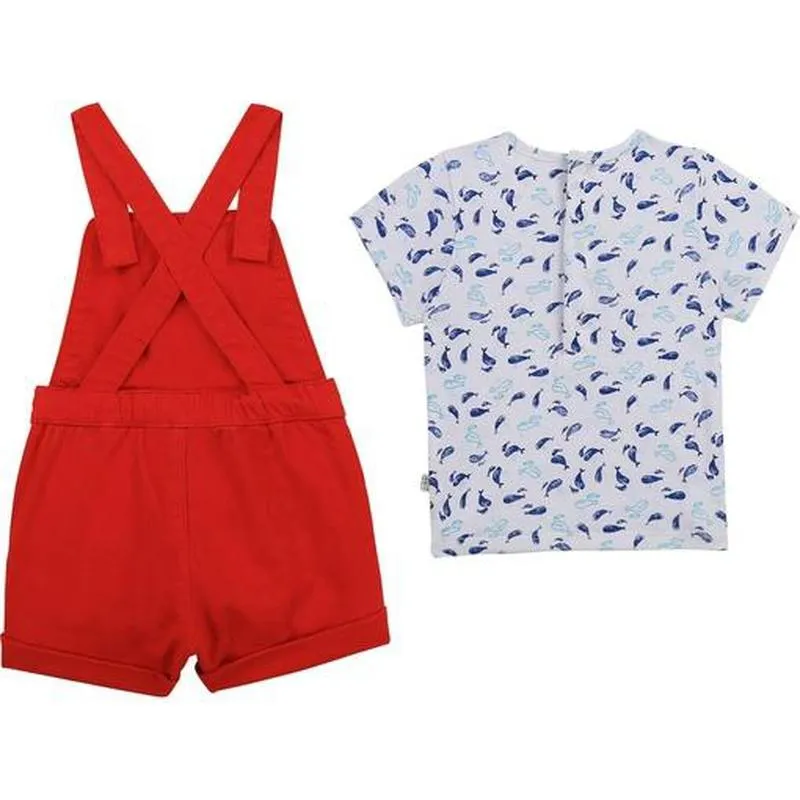 Jungen Rote Latzhose & T-Shirt Set