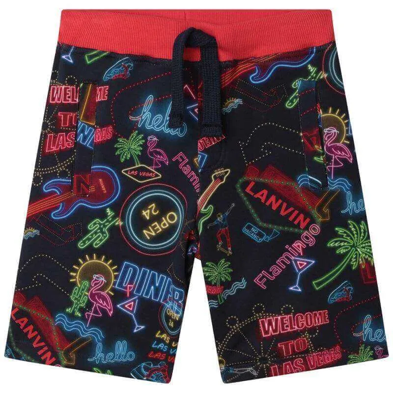 Jungen Rote Neon Druck Shorts