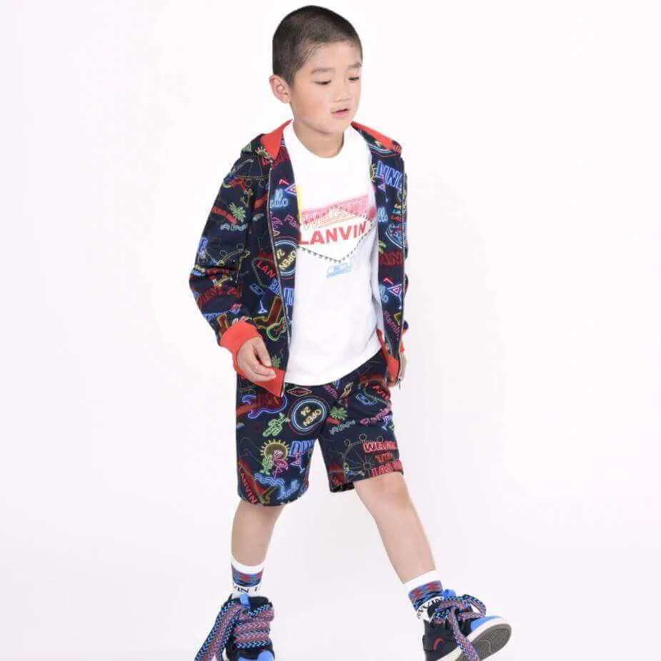 Jungen Rote Neon Druck Shorts