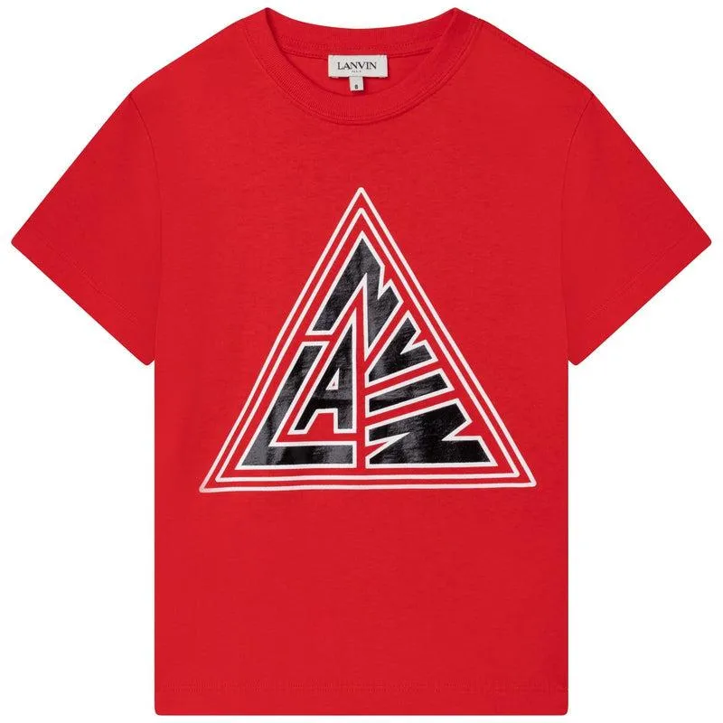 Jungen T-Shirt mit rotem Dreieckslogo und kurzen Ärmeln