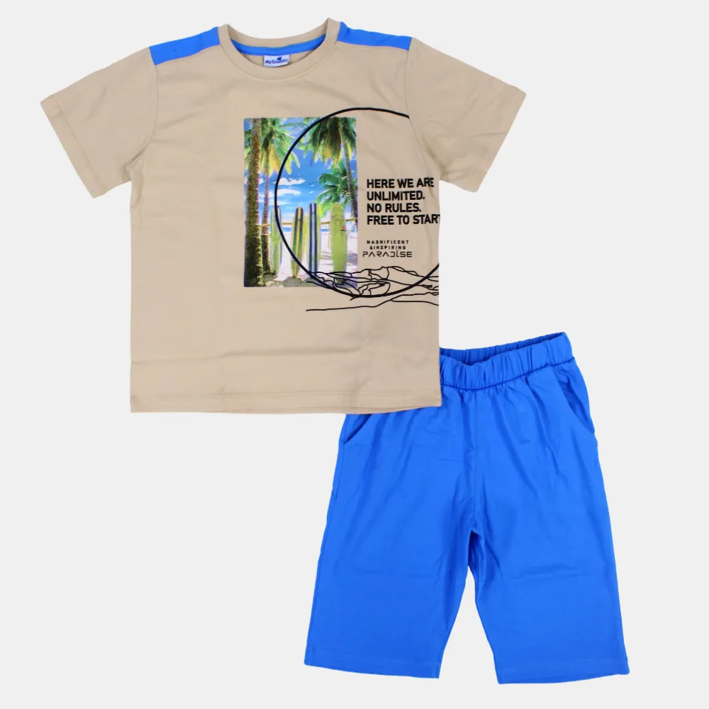 Jungen Kurzarm-Pyjama-Set aus Baumwolle - Surf-Print