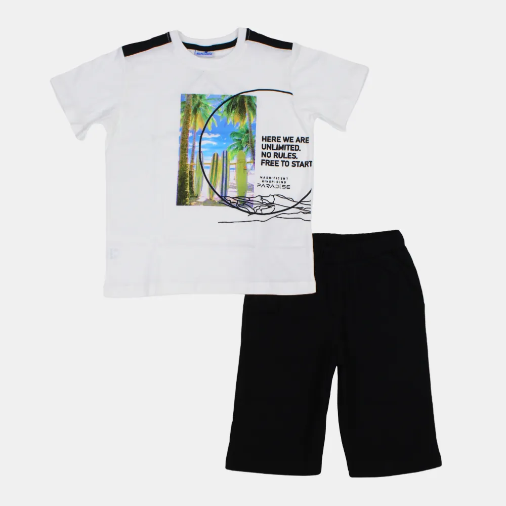 Jungen Kurzarm-Pyjama-Set aus Baumwolle - Surf-Print