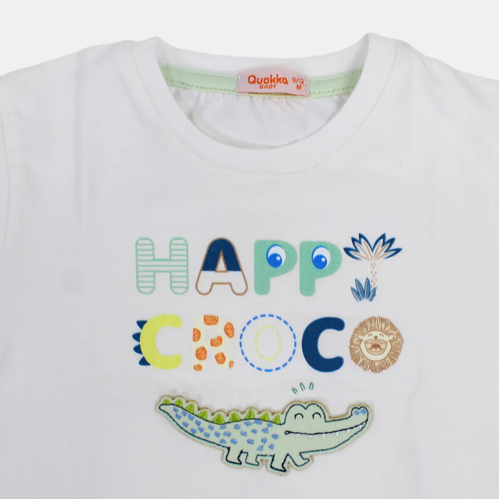 Jungen Kurzarm-T-Shirt aus Baumwolle mit Happy-Croco-Print