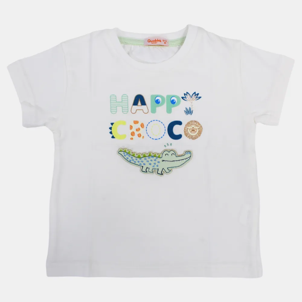 Jungen Kurzarm-T-Shirt aus Baumwolle mit Happy-Croco-Print