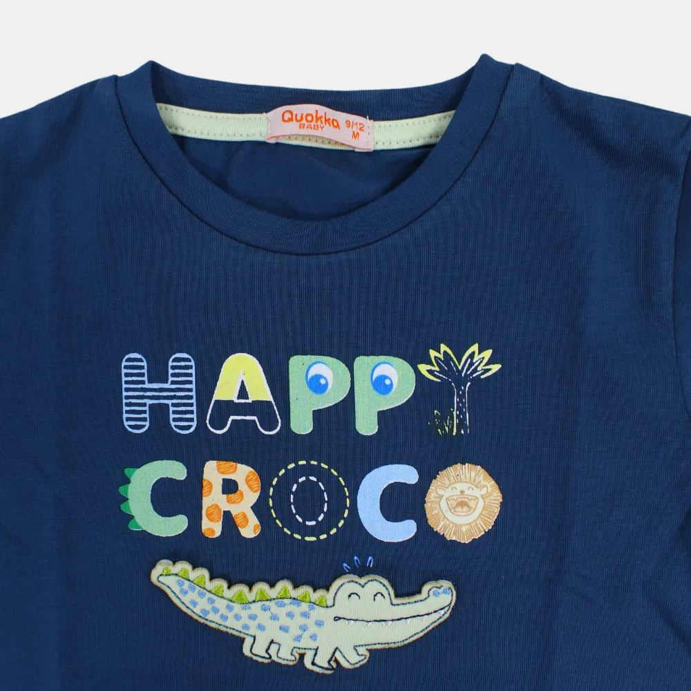 Jungen Kurzarm-T-Shirt aus Baumwolle mit Happy-Croco-Print