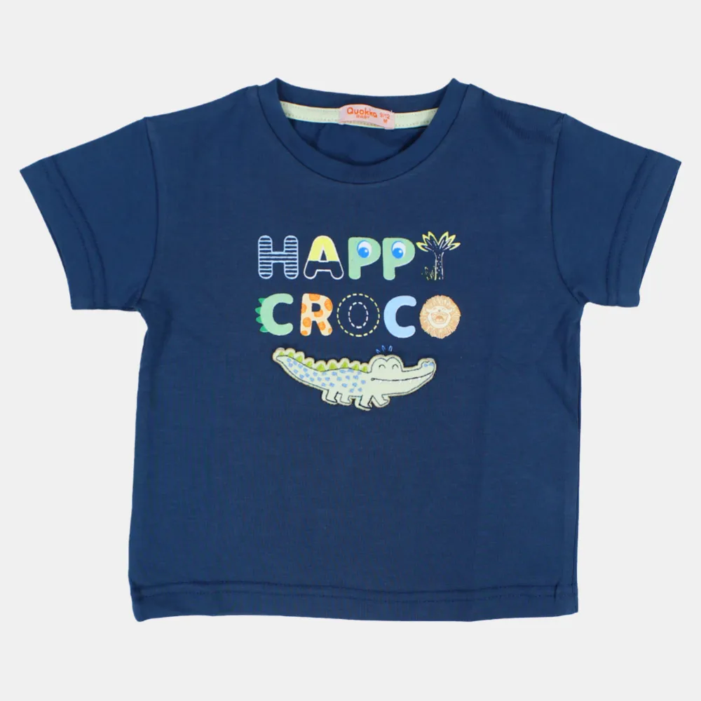 Jungen Kurzarm-T-Shirt aus Baumwolle mit Happy-Croco-Print
