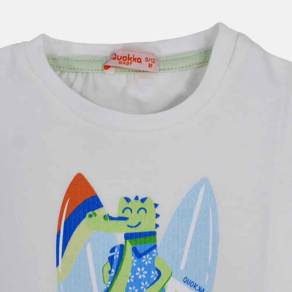 Jungen Kurzarm-T-Shirt aus Baumwolle mit fröhlichem Krokodil-Print