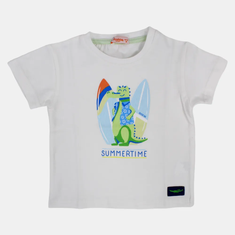 Jungen Kurzarm-T-Shirt aus Baumwolle mit fröhlichem Krokodil-Print