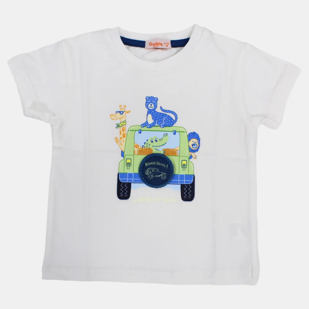 Jungen Kurzarm-T-Shirt aus Baumwolle mit Safari-Tierdruck