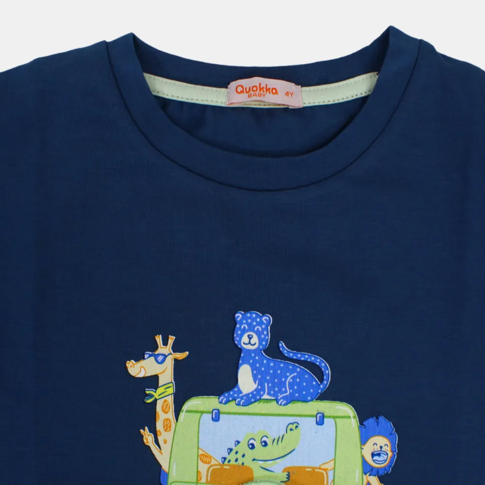 Jungen Kurzarm-T-Shirt aus Baumwolle mit Safari-Tierdruck