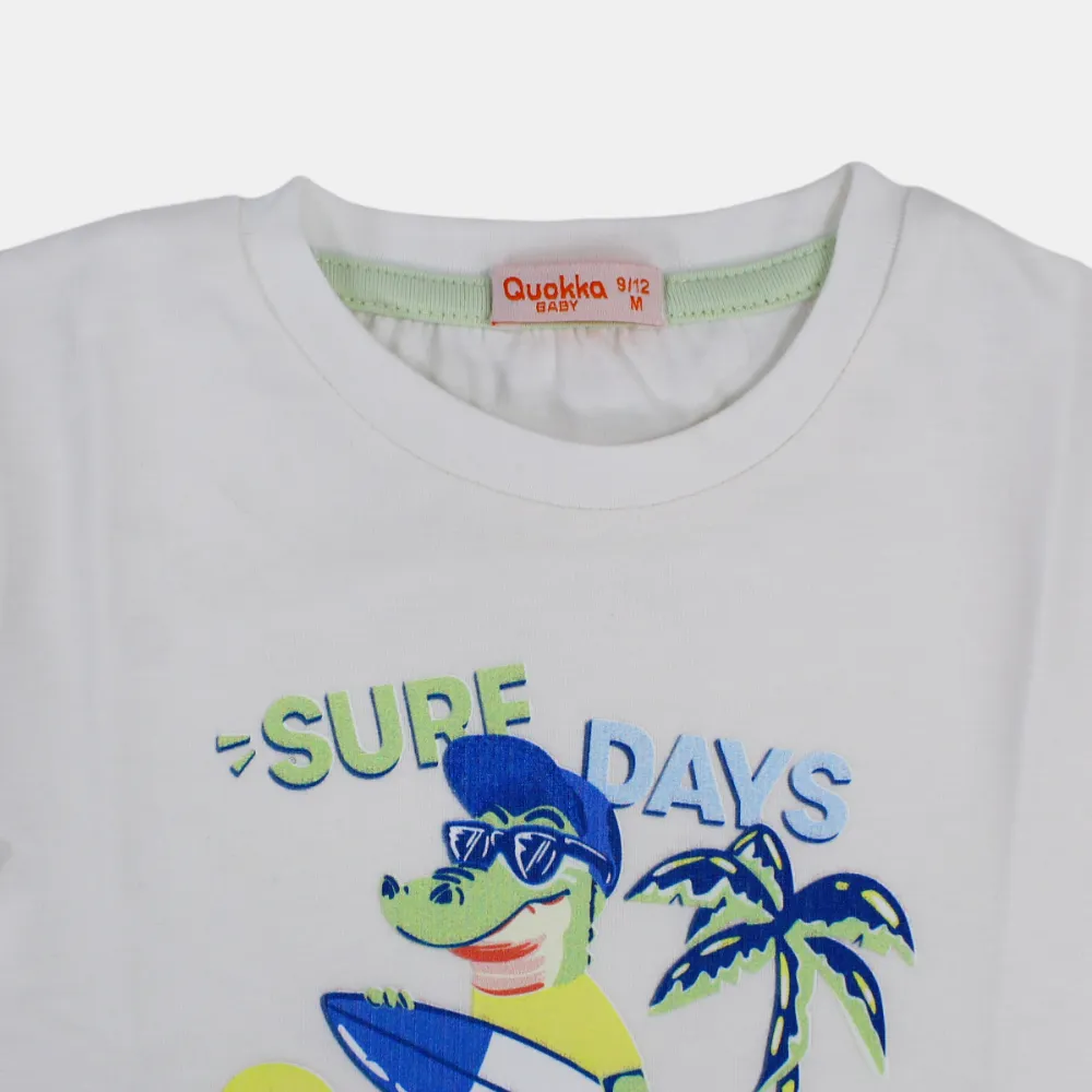 Jungen Kurzarm-T-Shirt aus Baumwolle mit Surfing-Krokodil-Print