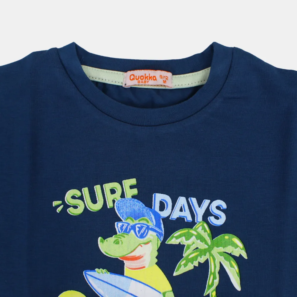 Jungen Kurzarm-T-Shirt aus Baumwolle mit Surfing-Krokodil-Print