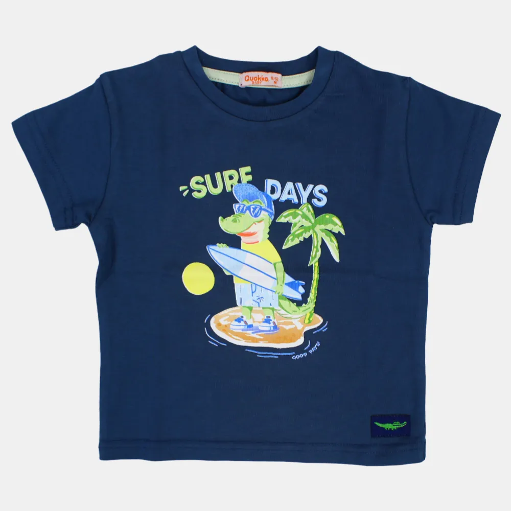 Jungen Kurzarm-T-Shirt aus Baumwolle mit Surfing-Krokodil-Print