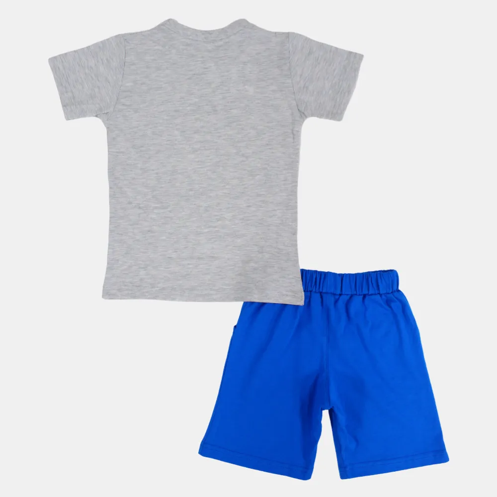 Jungen Kurzarm-Pyjama-Set – Grau mit Coolem Druck