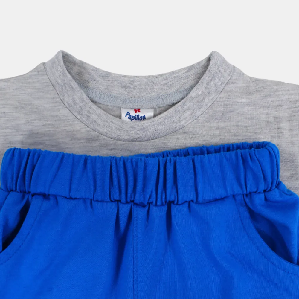 Jungen Kurzarm-Pyjama-Set – Grau mit Coolem Druck