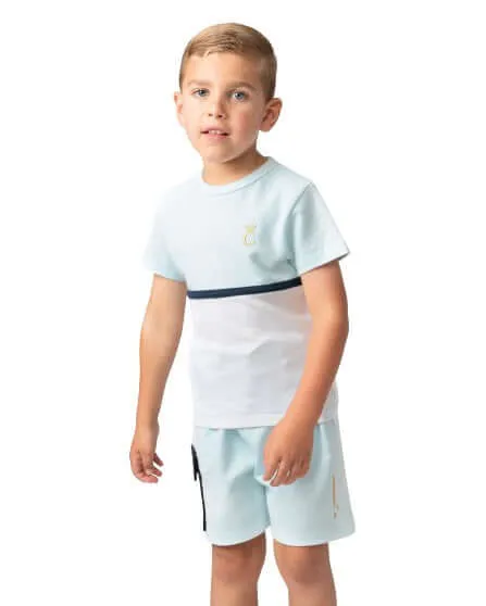 Jungen Sky Blue Crew Neck Waffle Kurzarm-Set