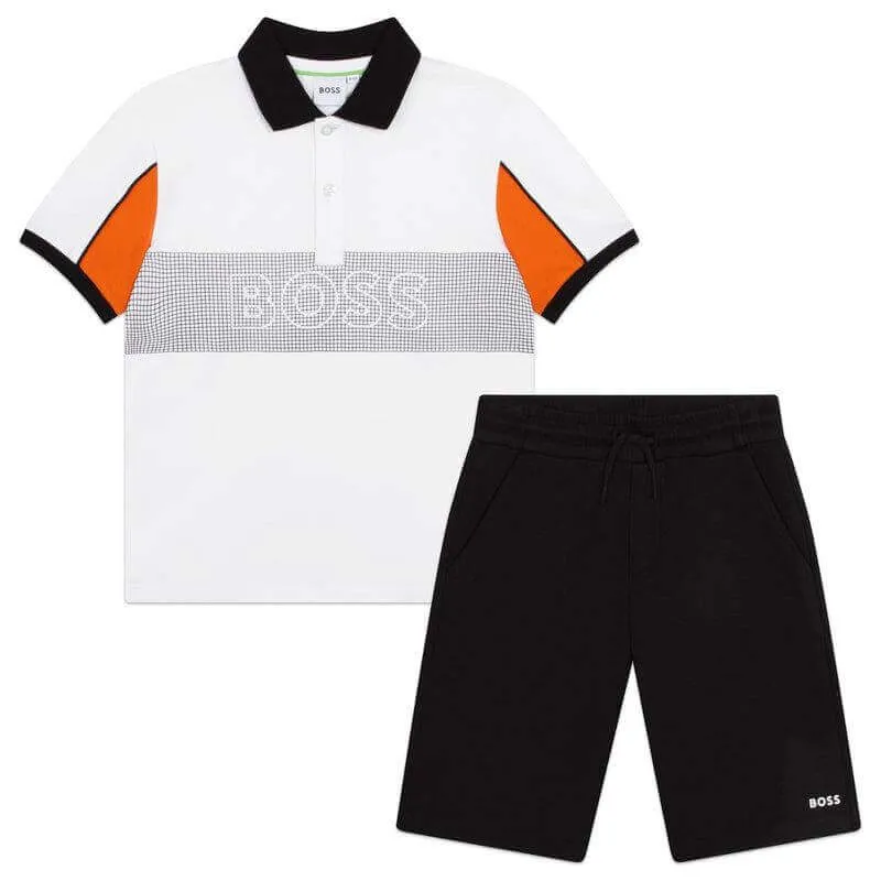 Jungen Gestreifter Polo-Shorts-Set