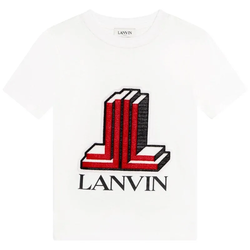 Jungen Weißes 3D-Logo Kurzarm T-Shirt