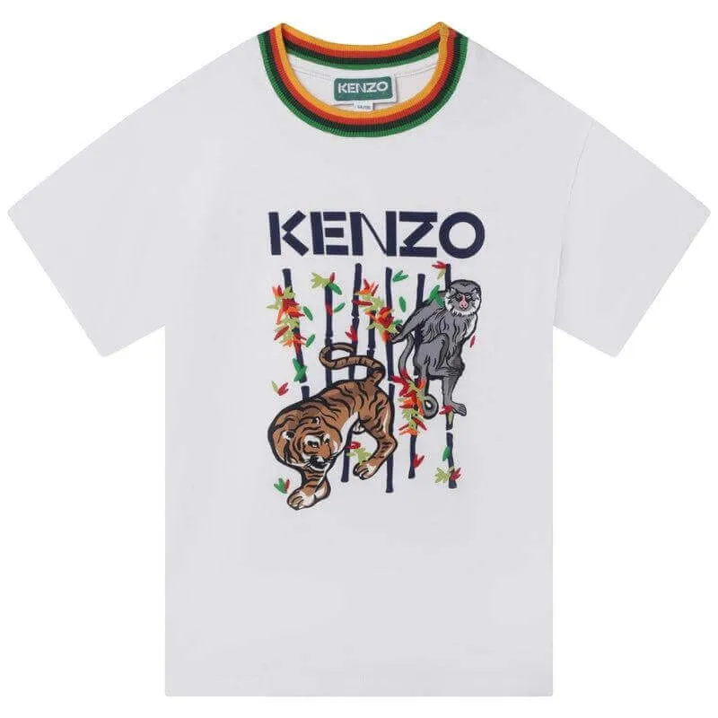 Jungen Weißes Bambus-Tiger T-Shirt