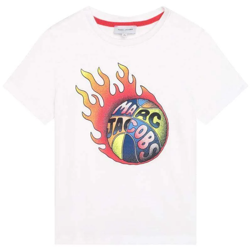 Weißes Basketball-T-Shirt für Jungen