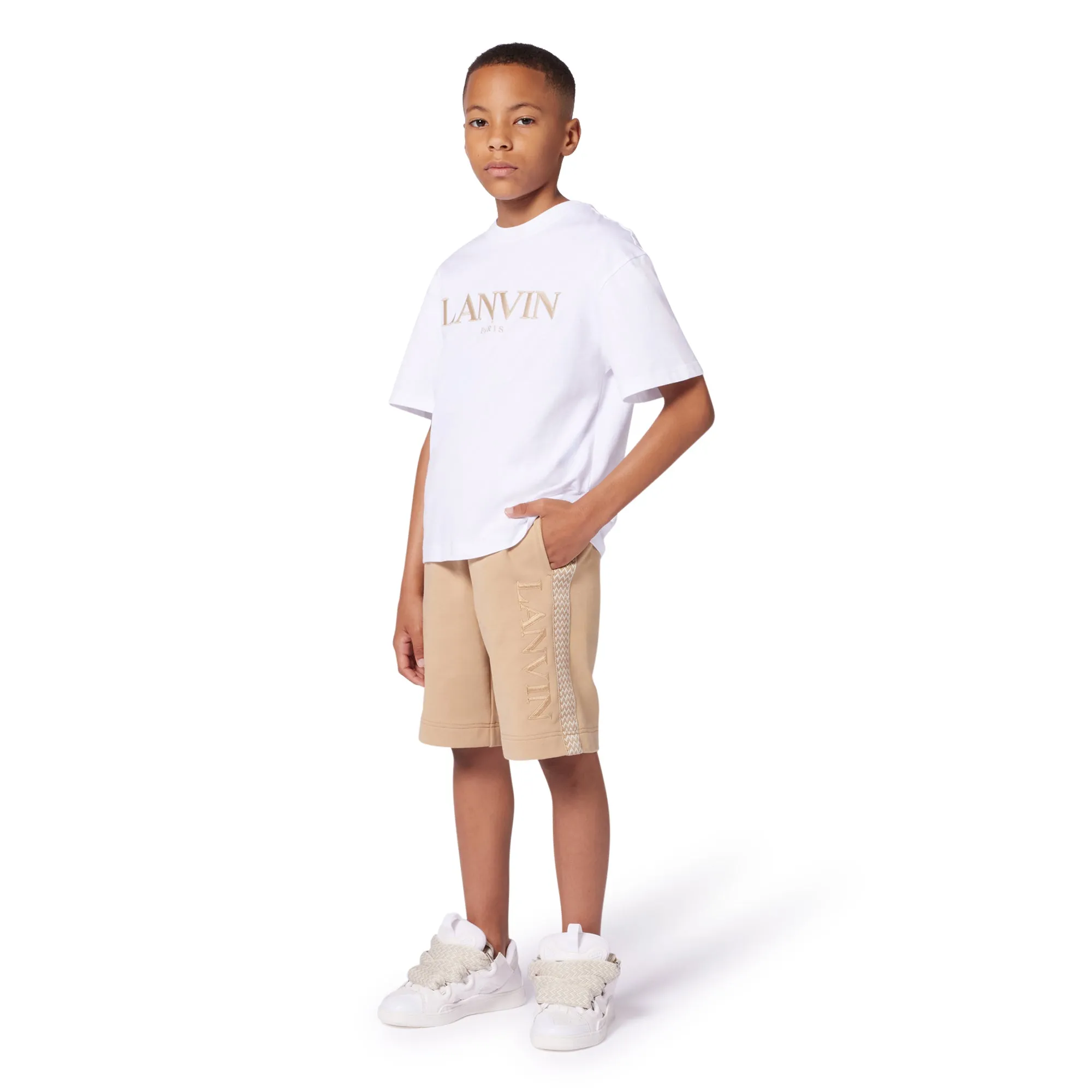 Jungen Weiß Beige T-Shirt
