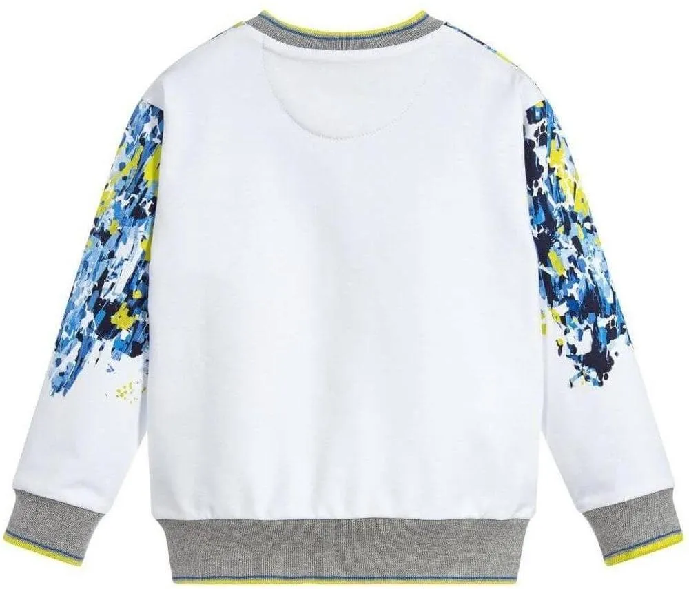 Jungen Weißes Leopardenmuster Sweatshirt mit Brushed-Optik