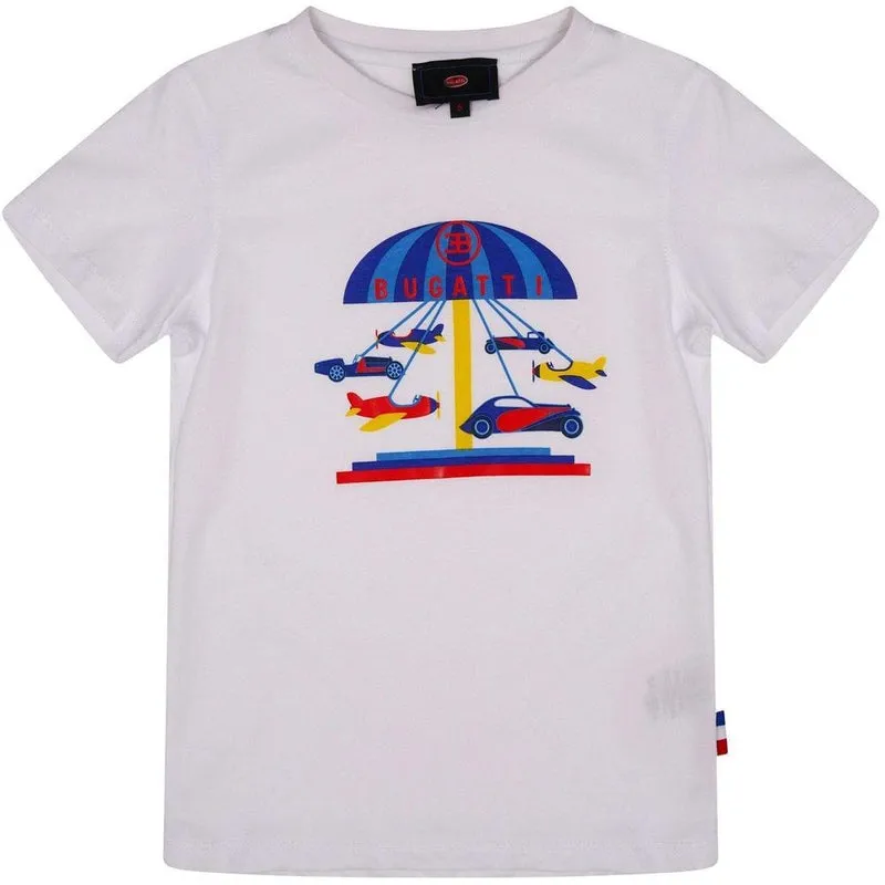 Jungen Weißes Auto Karussell T-Shirt