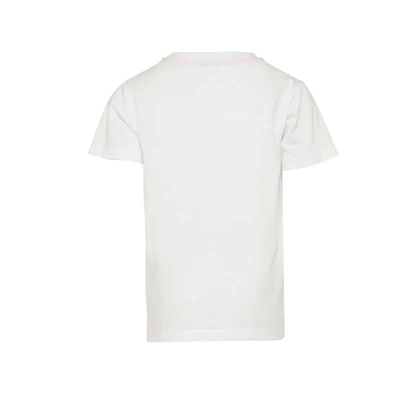 Jungen Weißes Baumwoll-T-Shirt mit farbigem Logo