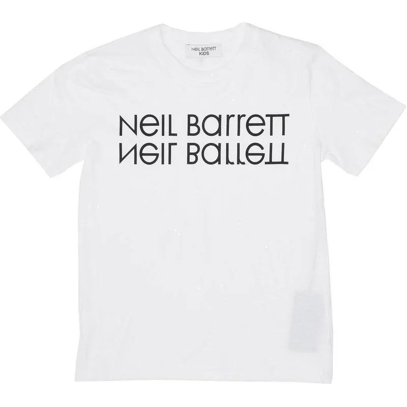 Jungen Weißes Baumwoll-Jersey Logo T-Shirt
