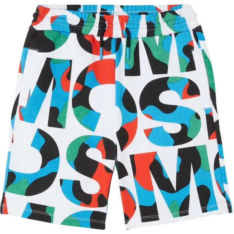 Jungen Weiße Baumwoll-Shorts mit Logo-Aufdruck