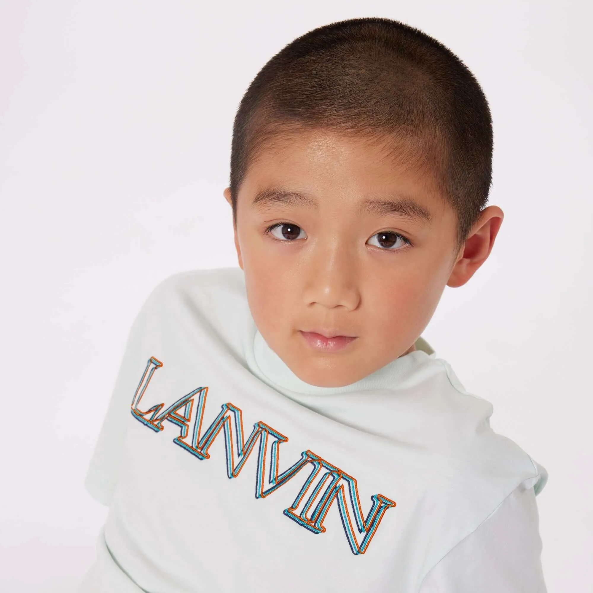 Jungen Weißes Baumwoll-Logo T-Shirt