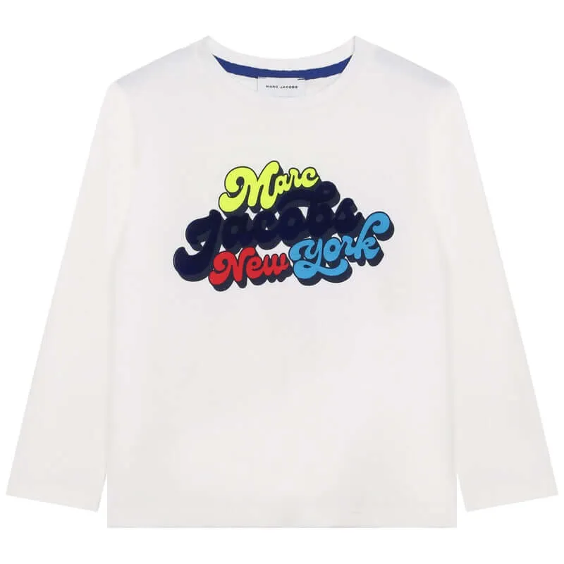 Jungen Weißes Baumwoll-Logo T-Shirt