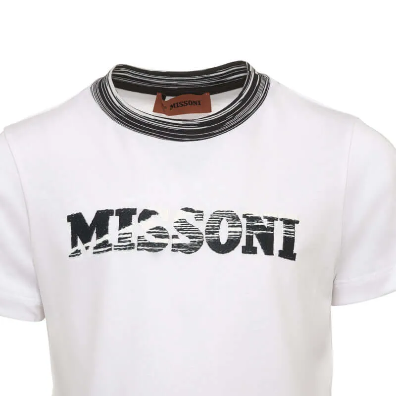 Jungen Weißes T-Shirt mit gebrochenem Logo