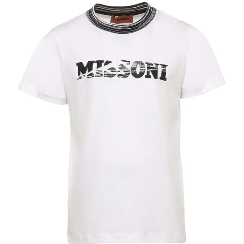 Jungen Weißes T-Shirt mit gebrochenem Logo