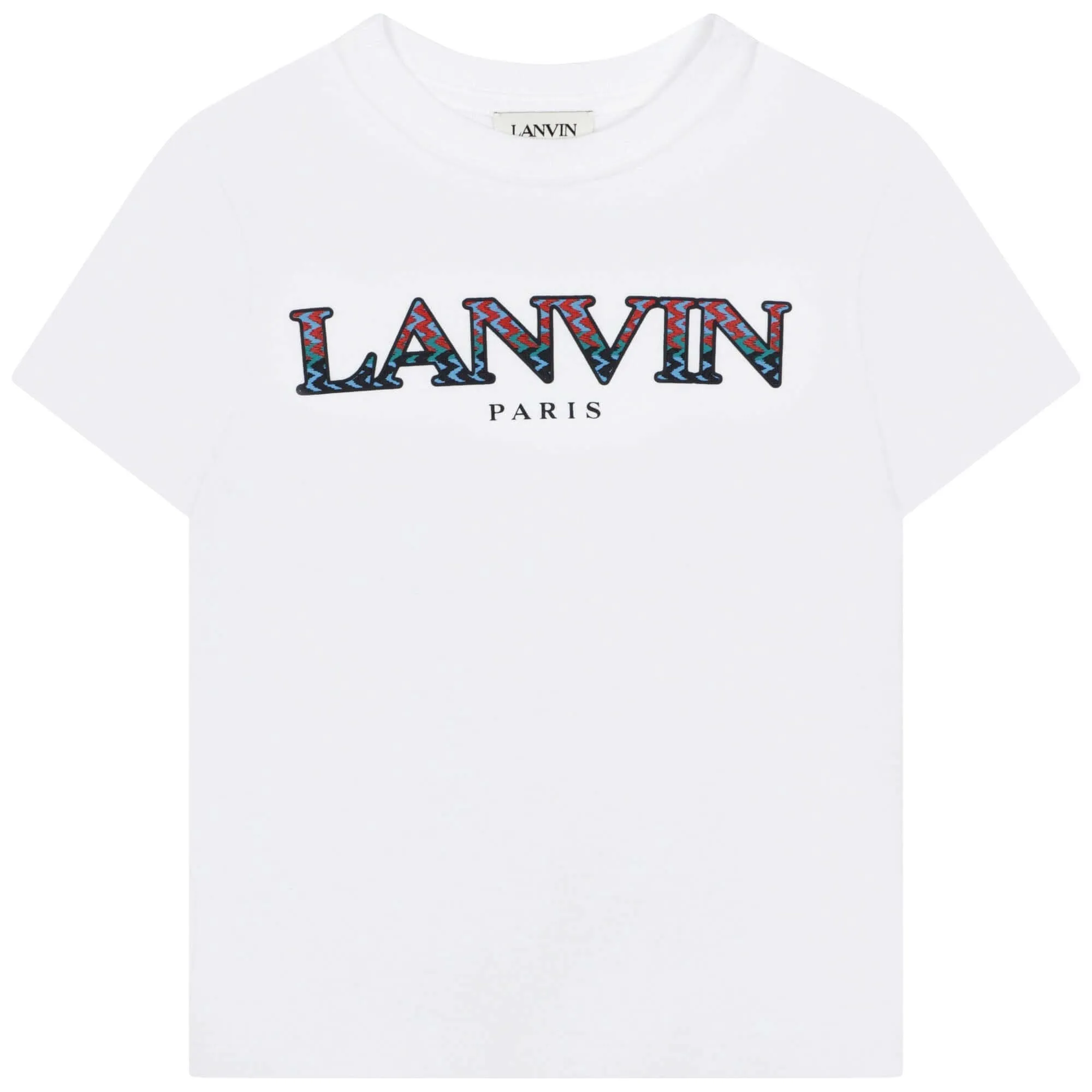 Jungen Weißes T-Shirt mit gebogenem Logo